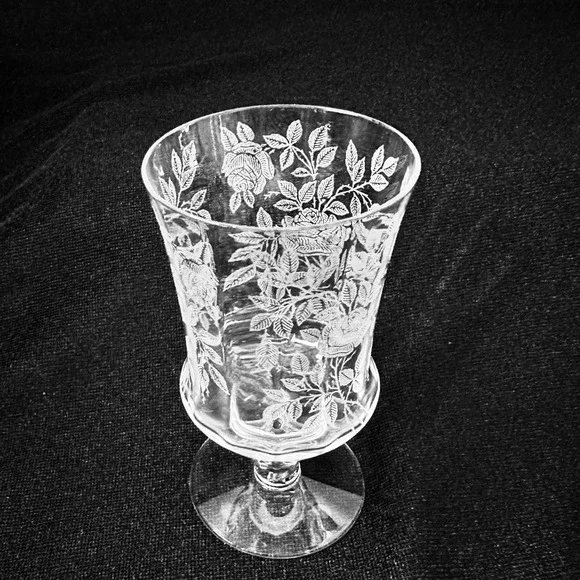 Set of 6 Tiffin-Franciscan Iced Tea Goblets Rose Etching TIF13 15088 Stem 5.25in - Picture 2 of 13